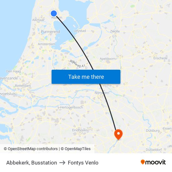 Abbekerk, Busstation to Fontys Venlo map