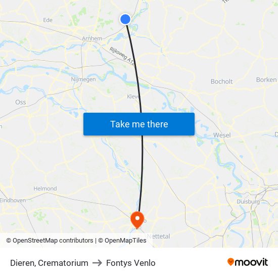 Dieren, Crematorium to Fontys Venlo map