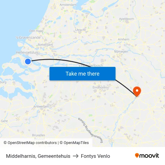 Middelharnis, Gemeentehuis to Fontys Venlo map