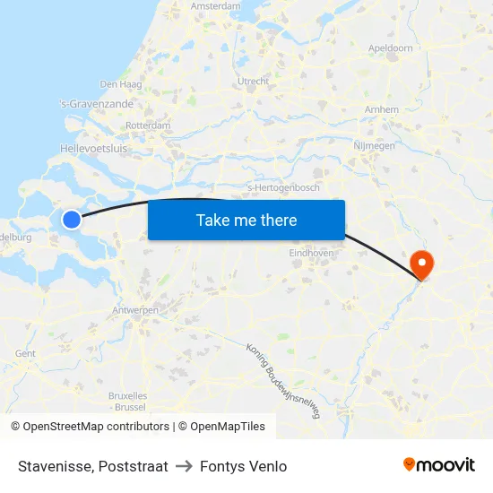 Stavenisse, Poststraat to Fontys Venlo map
