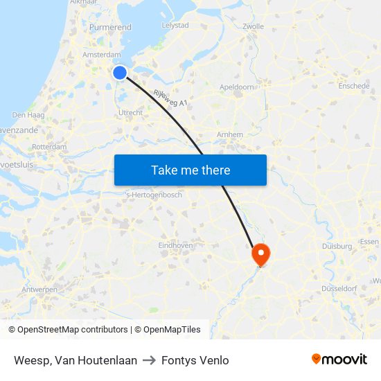 Weesp, Van Houtenlaan to Fontys Venlo map