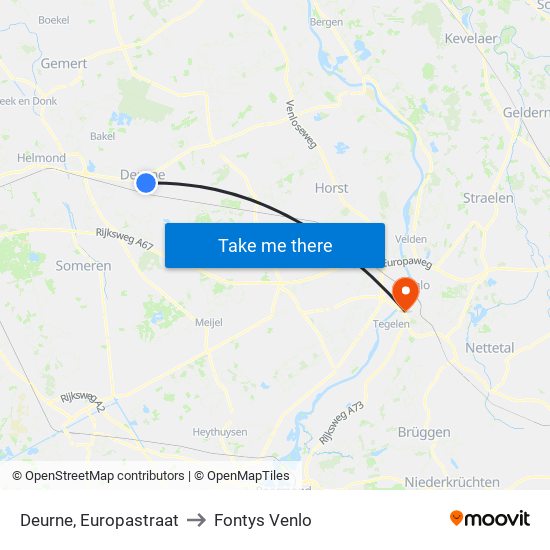 Deurne, Europastraat to Fontys Venlo map