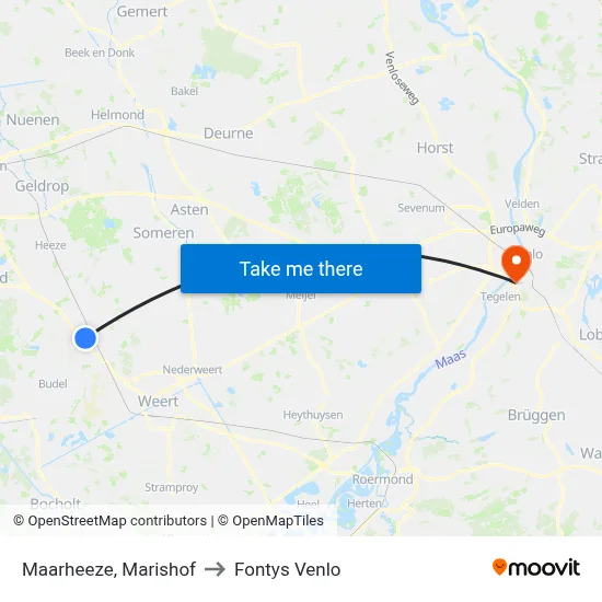 Maarheeze, Marishof to Fontys Venlo map