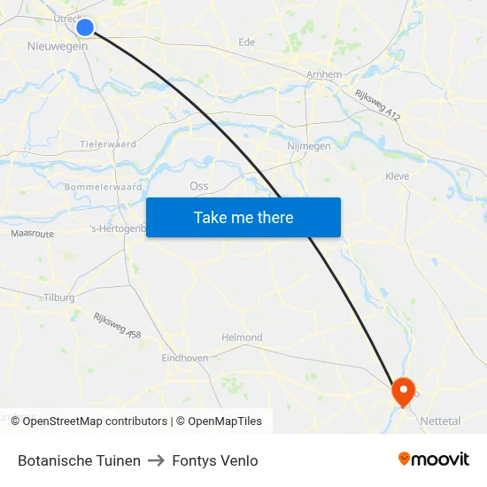 Botanische Tuinen to Fontys Venlo map