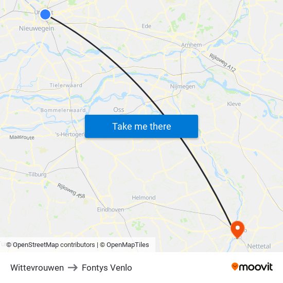 Wittevrouwen to Fontys Venlo map