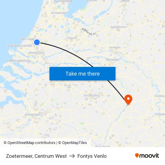 Zoetermeer, Centrum West to Fontys Venlo map