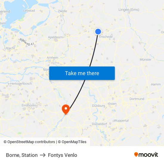 Borne, Station to Fontys Venlo map