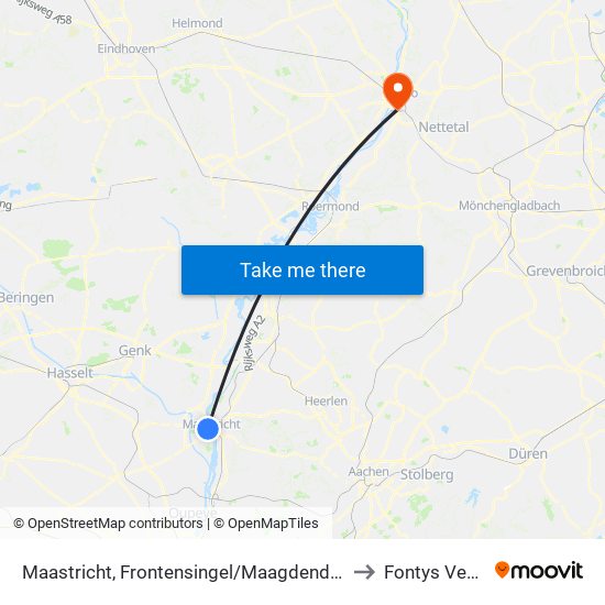 Maastricht, Frontensingel/Maagdendries to Fontys Venlo map