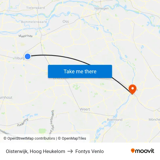 Oisterwijk, Hoog Heukelom to Fontys Venlo map