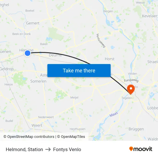 Helmond, Station to Fontys Venlo map