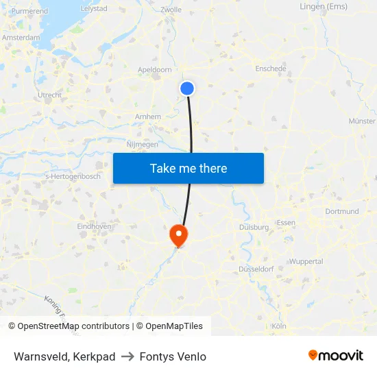 Warnsveld, Kerkpad to Fontys Venlo map