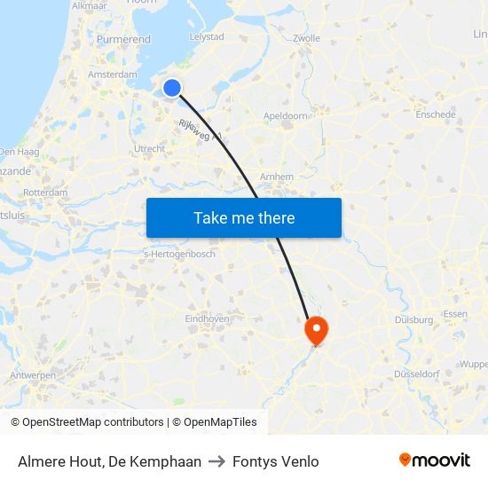 Almere Hout, De Kemphaan to Fontys Venlo map