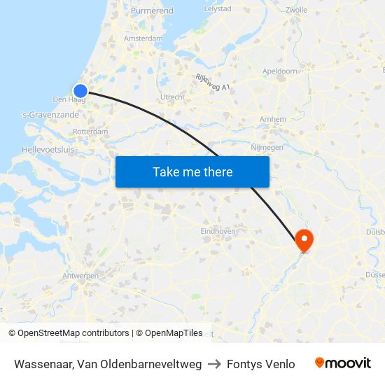 Wassenaar, Van Oldenbarneveltweg to Fontys Venlo map