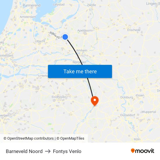 Barneveld Noord to Fontys Venlo map