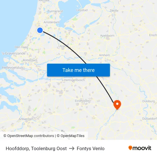 Hoofddorp, Toolenburg Oost to Fontys Venlo map