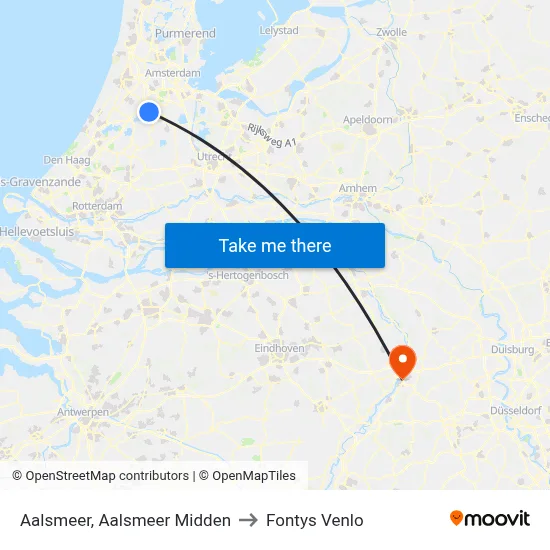 Aalsmeer, Aalsmeer Midden to Fontys Venlo map
