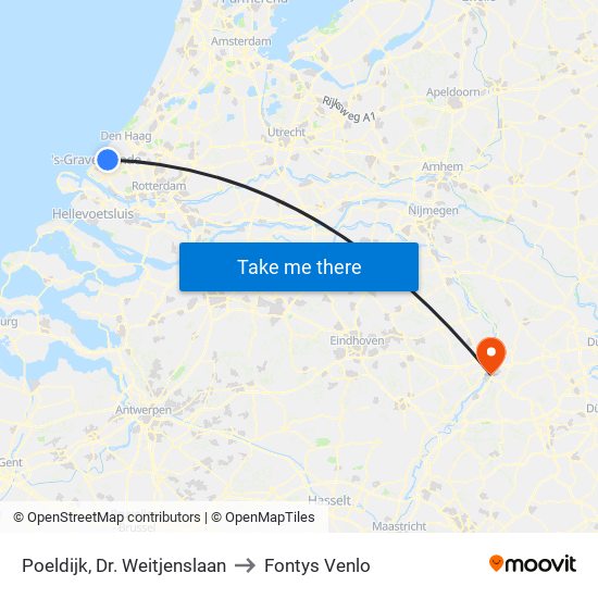 Poeldijk, Dr. Weitjenslaan to Fontys Venlo map