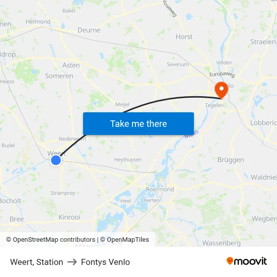 Weert, Station to Fontys Venlo map