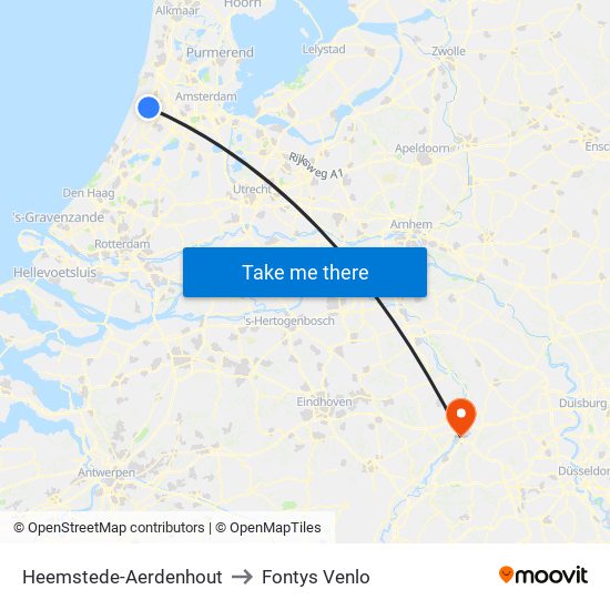 Heemstede-Aerdenhout to Fontys Venlo map