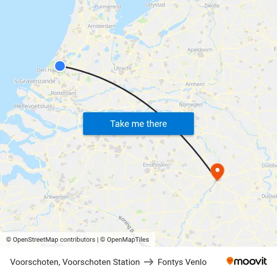 Voorschoten, Voorschoten Station to Fontys Venlo map
