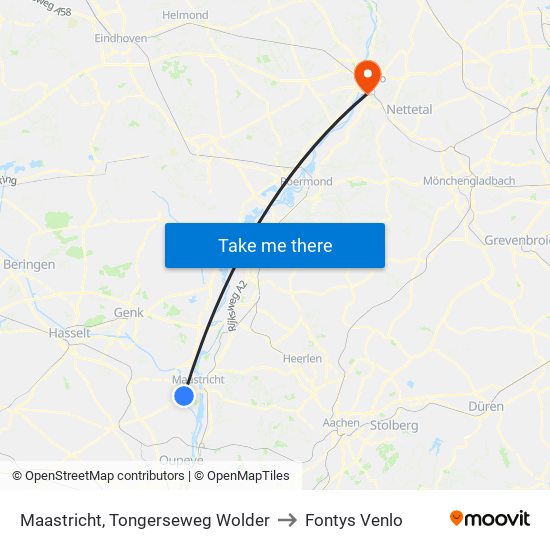 Maastricht, Tongerseweg Wolder to Fontys Venlo map
