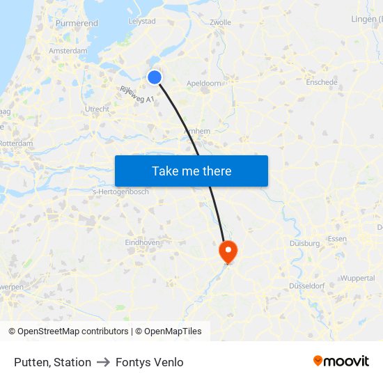 Putten, Station to Fontys Venlo map