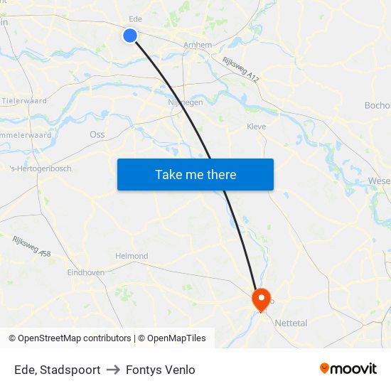 Ede, Stadspoort to Fontys Venlo map