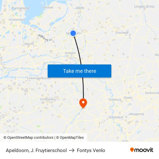 Apeldoorn, J. Fruytierschool to Fontys Venlo map