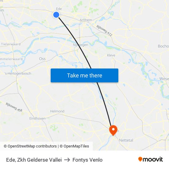Ede, Zkh Gelderse Vallei to Fontys Venlo map