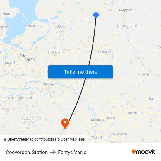 Coevorden, Station to Fontys Venlo map