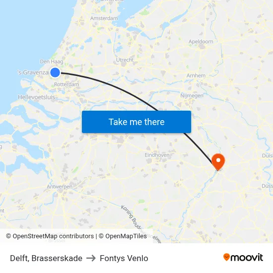 Delft, Brasserskade to Fontys Venlo map