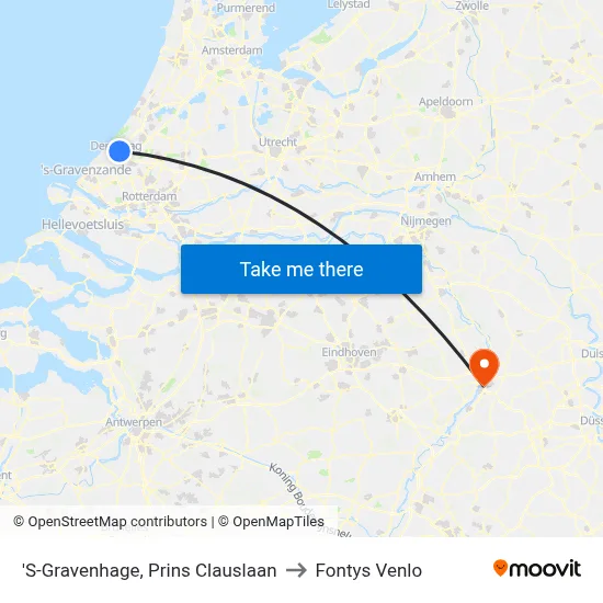 'S-Gravenhage, Prins Clauslaan to Fontys Venlo map