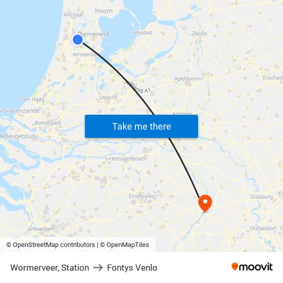 Wormerveer, Station to Fontys Venlo map