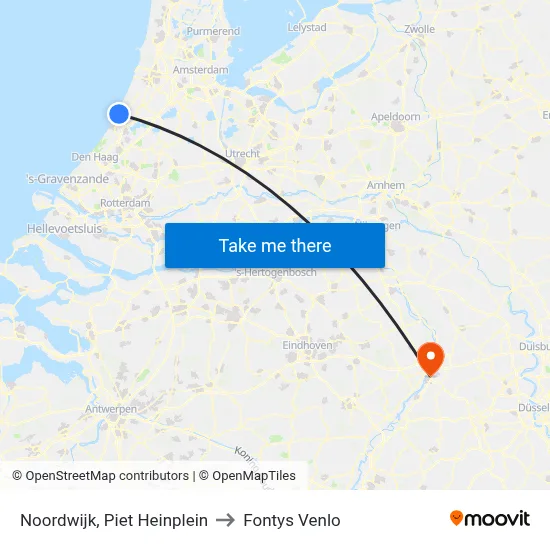 Noordwijk, Piet Heinplein to Fontys Venlo map