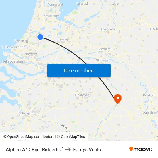 Alphen A/D Rijn, Ridderhof to Fontys Venlo map