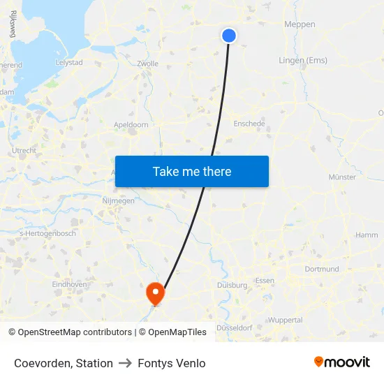 Coevorden, Station to Fontys Venlo map