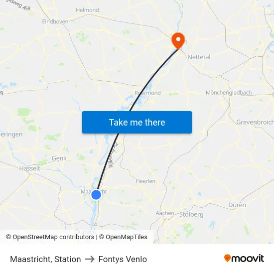 Maastricht, Station to Fontys Venlo map