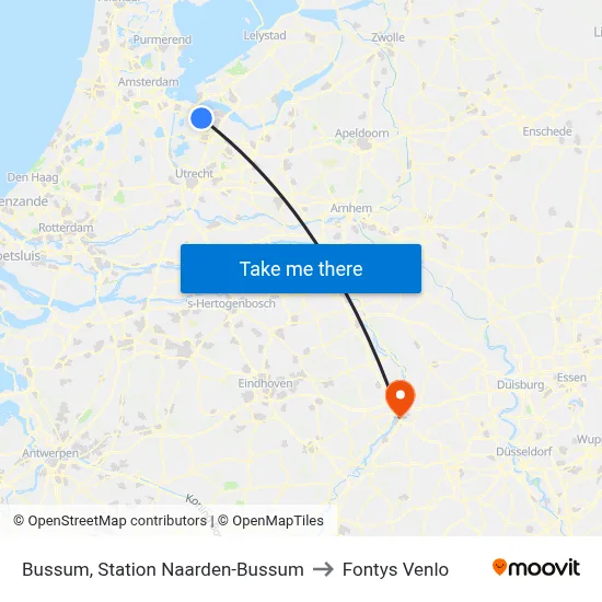 Bussum, Station Naarden-Bussum to Fontys Venlo map