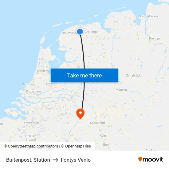Buitenpost, Station to Fontys Venlo map