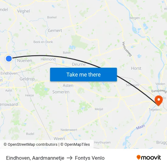 Eindhoven, Aardmannetje to Fontys Venlo map