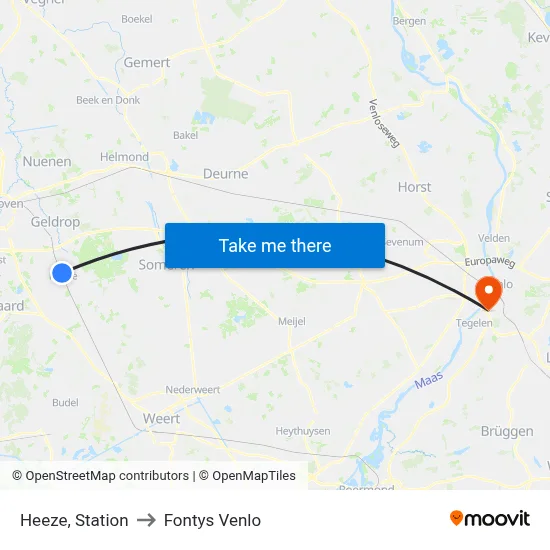 Heeze, Station to Fontys Venlo map