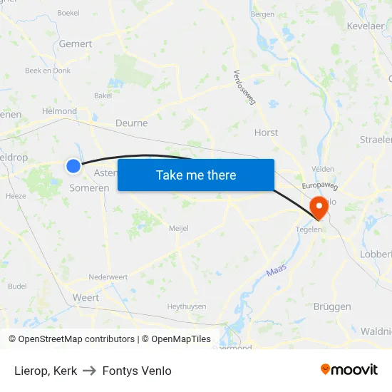 Lierop, Kerk to Fontys Venlo map