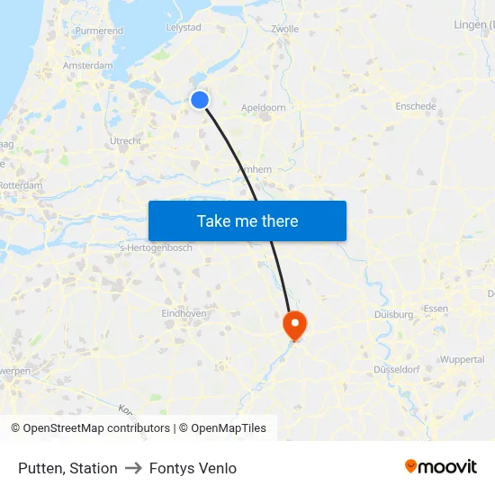 Putten, Station to Fontys Venlo map