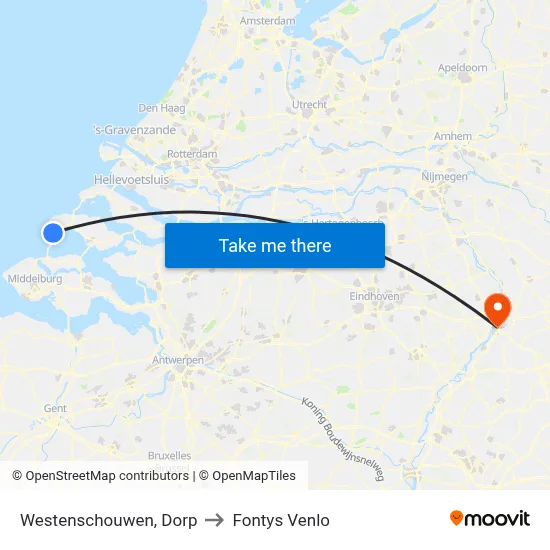 Westenschouwen, Dorp to Fontys Venlo map