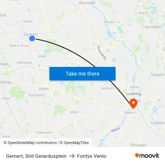 Gemert, Sint Gerardusplein to Fontys Venlo map