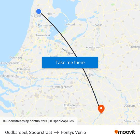 Oudkarspel, Spoorstraat to Fontys Venlo map