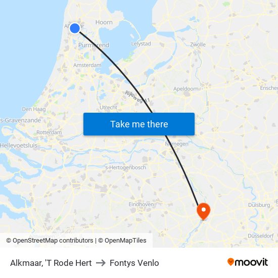 Alkmaar, 'T Rode Hert to Fontys Venlo map