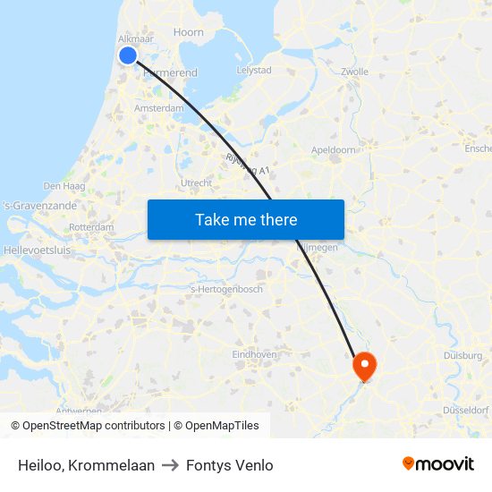 Heiloo, Krommelaan to Fontys Venlo map