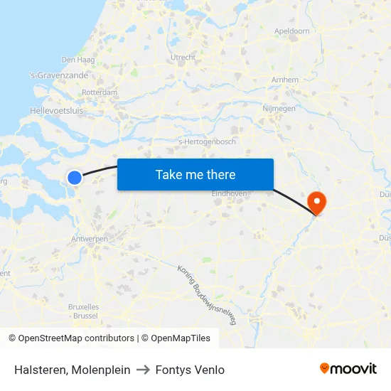 Halsteren, Molenplein to Fontys Venlo map