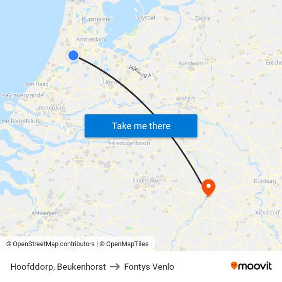 Hoofddorp, Beukenhorst to Fontys Venlo map